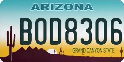 AZ license plate BOD8306