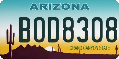 AZ license plate BOD8308