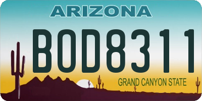 AZ license plate BOD8311