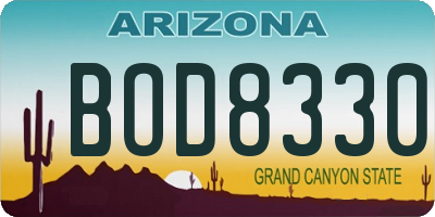 AZ license plate BOD8330