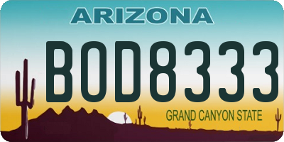 AZ license plate BOD8333