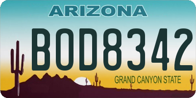 AZ license plate BOD8342