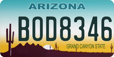 AZ license plate BOD8346