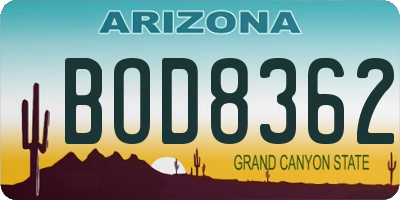 AZ license plate BOD8362