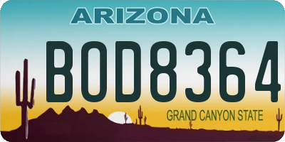 AZ license plate BOD8364