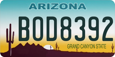 AZ license plate BOD8392