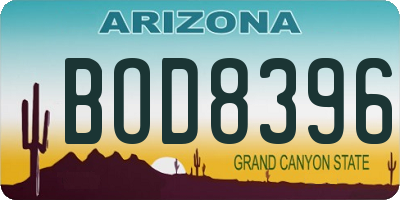 AZ license plate BOD8396
