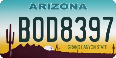AZ license plate BOD8397