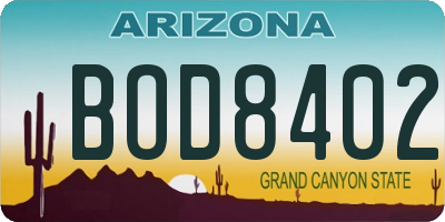 AZ license plate BOD8402