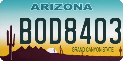 AZ license plate BOD8403