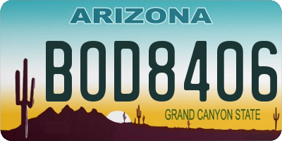 AZ license plate BOD8406