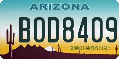 AZ license plate BOD8409