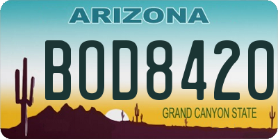 AZ license plate BOD8420