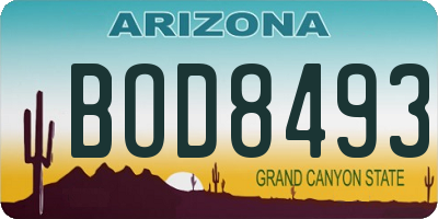 AZ license plate BOD8493