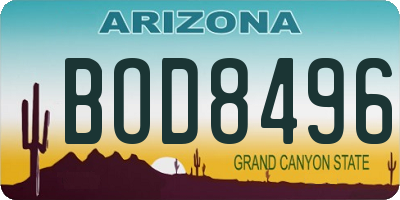 AZ license plate BOD8496