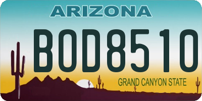 AZ license plate BOD8510