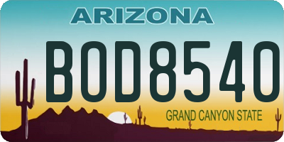 AZ license plate BOD8540