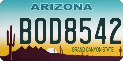 AZ license plate BOD8542