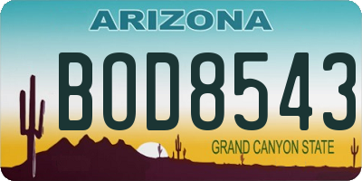 AZ license plate BOD8543