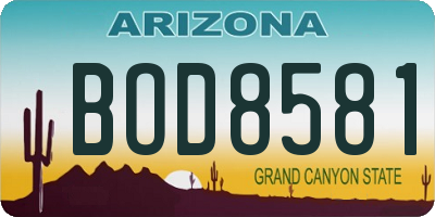 AZ license plate BOD8581