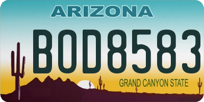 AZ license plate BOD8583