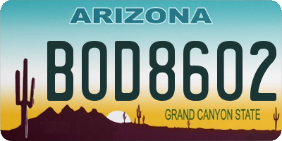 AZ license plate BOD8602