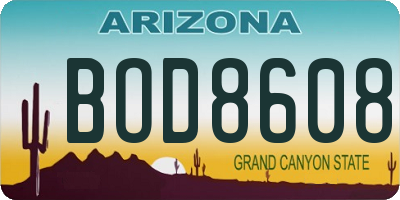 AZ license plate BOD8608