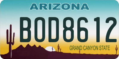 AZ license plate BOD8612