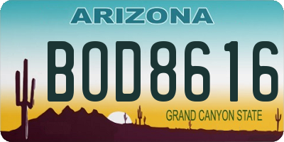 AZ license plate BOD8616