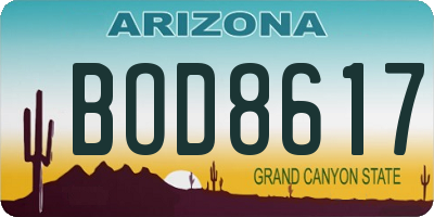 AZ license plate BOD8617