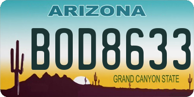 AZ license plate BOD8633