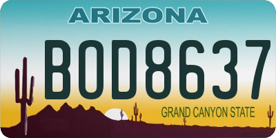 AZ license plate BOD8637