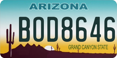 AZ license plate BOD8646