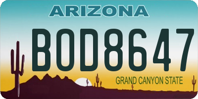 AZ license plate BOD8647