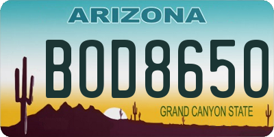 AZ license plate BOD8650