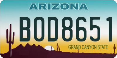 AZ license plate BOD8651