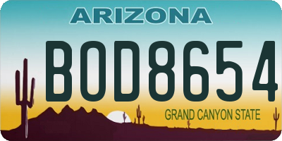AZ license plate BOD8654