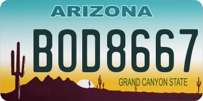 AZ license plate BOD8667