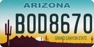 AZ license plate BOD8670
