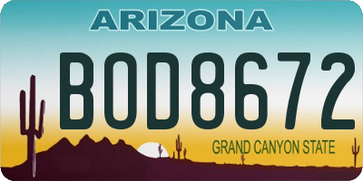 AZ license plate BOD8672