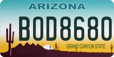 AZ license plate BOD8680