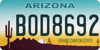 AZ license plate BOD8692