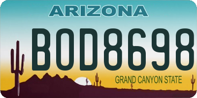 AZ license plate BOD8698