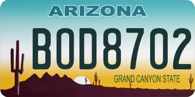 AZ license plate BOD8702