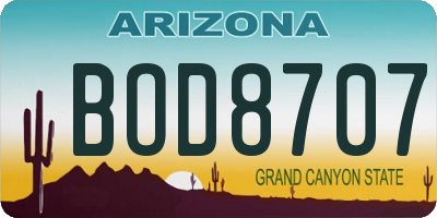 AZ license plate BOD8707