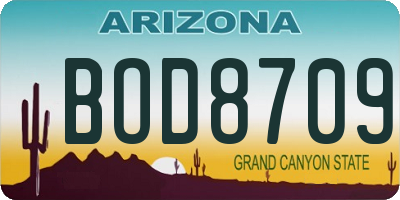 AZ license plate BOD8709
