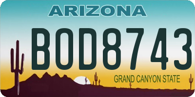 AZ license plate BOD8743