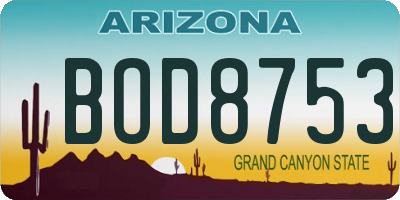 AZ license plate BOD8753