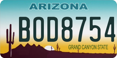 AZ license plate BOD8754