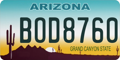 AZ license plate BOD8760